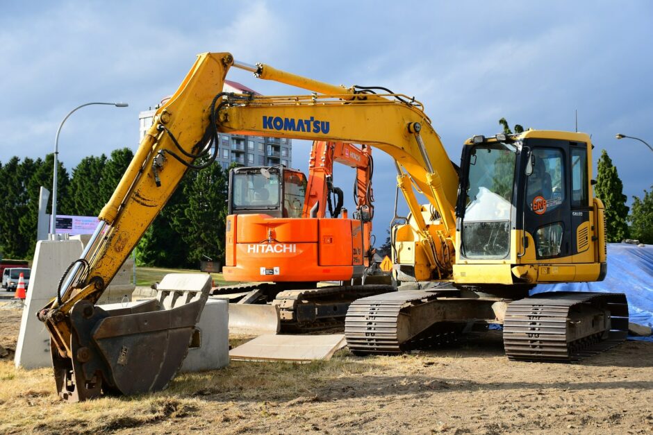 Pelleteuse sur un chantier